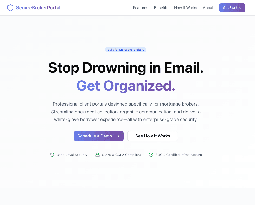 SecureBrokerPortal.com - Professional client portals for mortgage brokers
